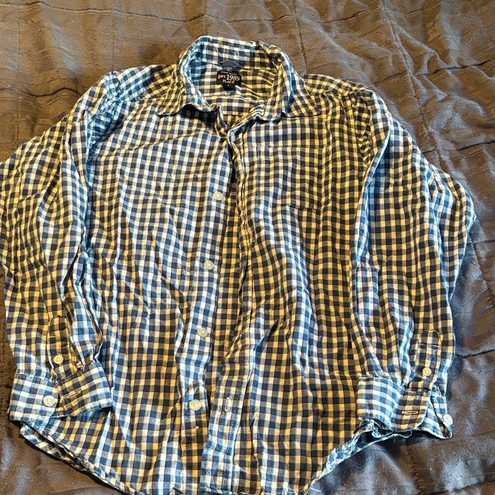 The Children’s Place Blue and White Plaid Shirt